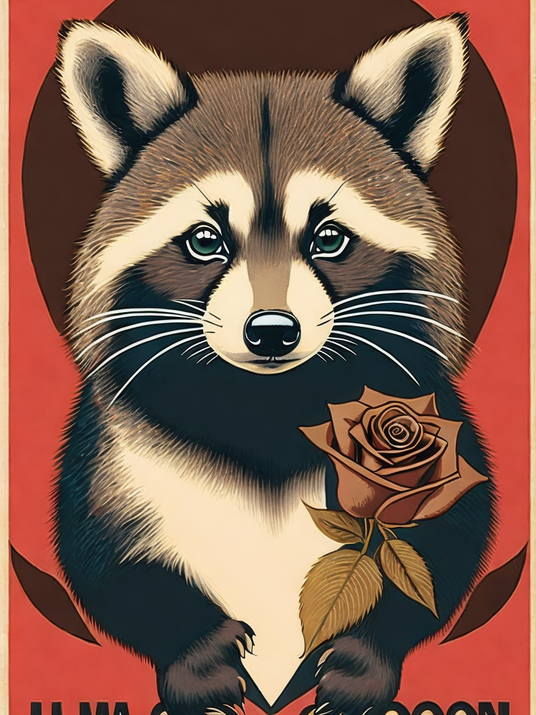 00946-1200760227-a poster of a raccoon with a rose in its mouth and the words i'm a raccoon on it by Shepard Fairey.png